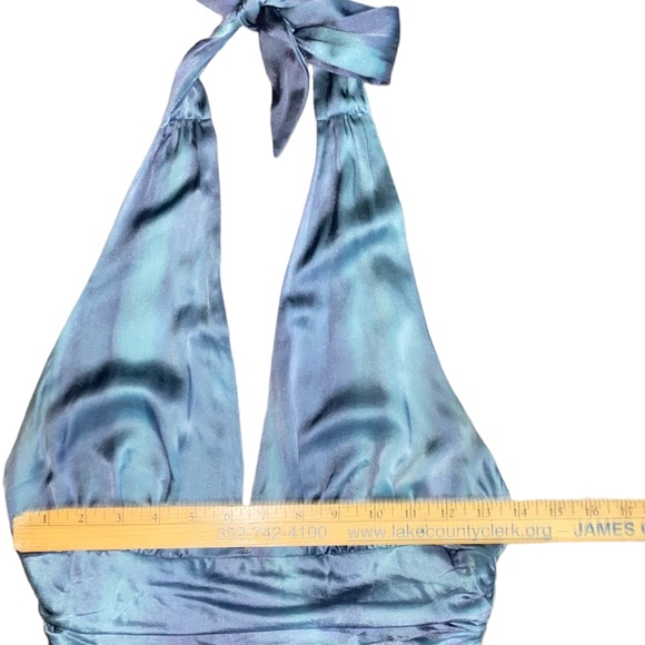 Rose & Lula 100% Silk Metallic Iridescent Marylyn Monroe Halter Dress Size 4 - Picture 12 of 16